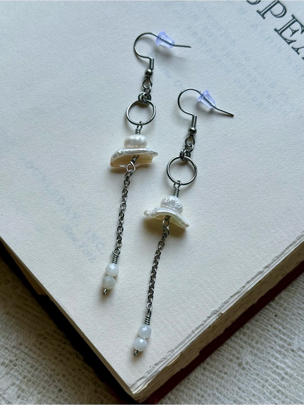 Pearl & Moonstone Dangle Earrings
